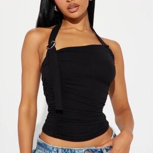 Y2K Halter Black Top